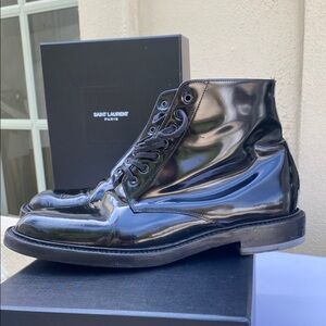 Saint Laurent Black Army Lace Up Boots